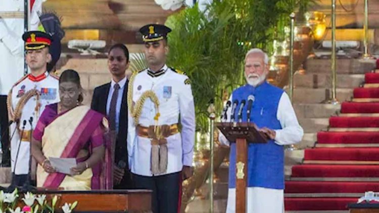 नरेंद्र मोदी ने तीसरी बार 71 मंत्रियों के साथ ली पद और गोपनीयता की शपथ